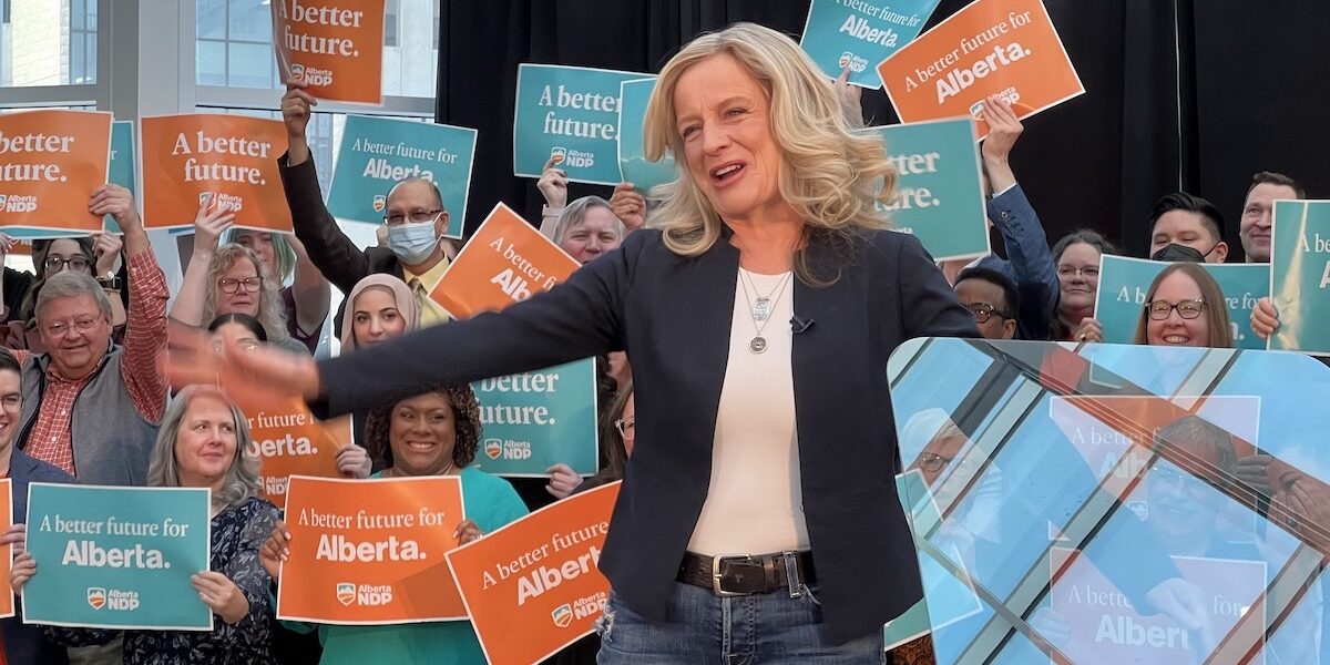 Alberta NDP leader Rachel Notley at her nomination rally.