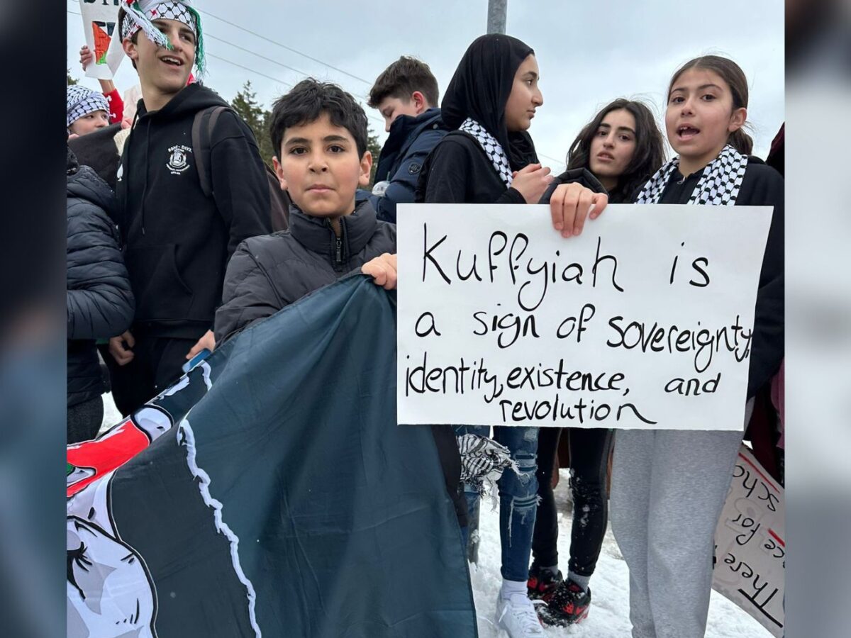 Students protesting outside of Park West Middle School in Halifax.