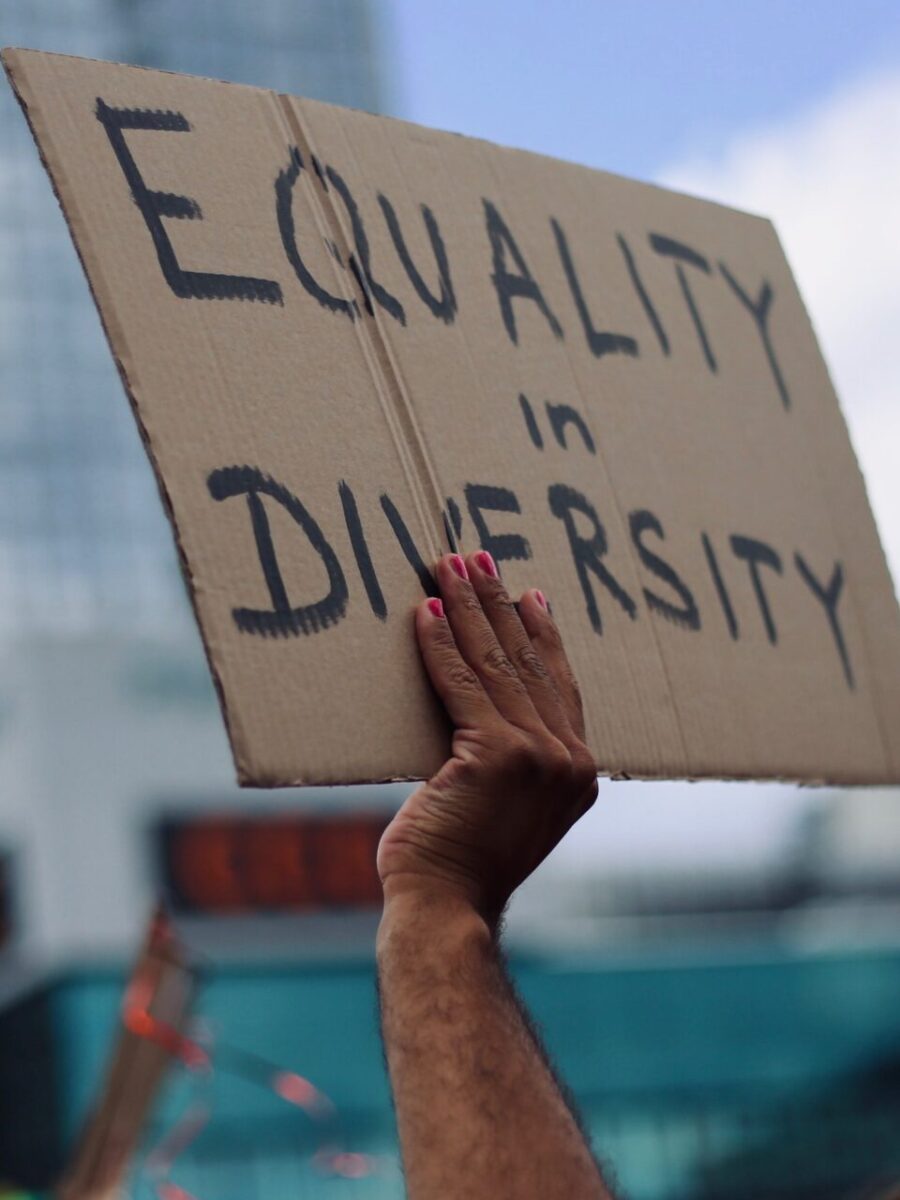 A sign promoting equality through diversity.