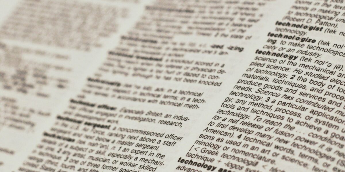 A close up photo of a page from a dictionary.