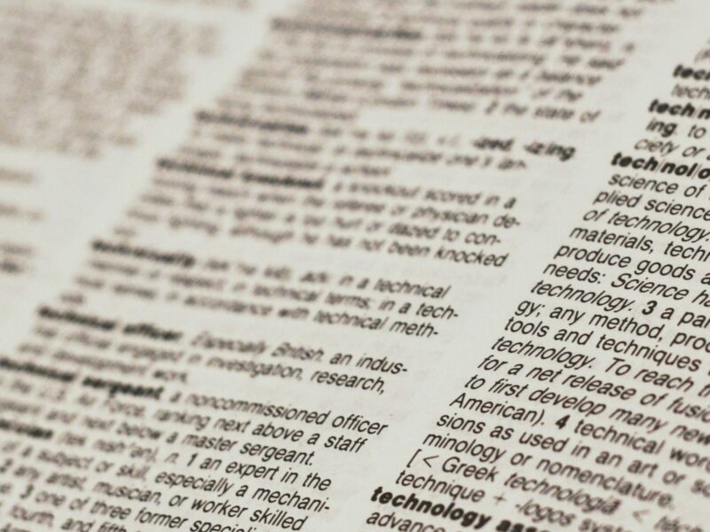 A close up photo of a page from a dictionary.