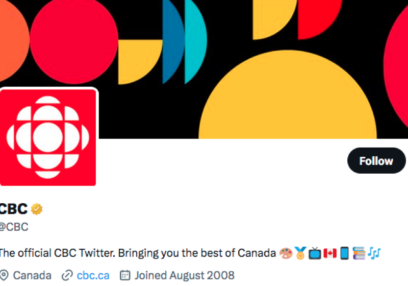 An image of the CBC's Twitter page on April 21, 2023.
