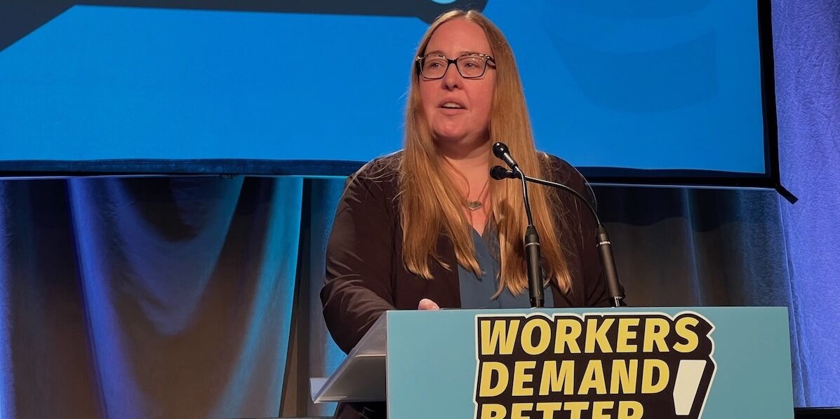 Alberta NDP Labour Critic Christina Gray addressing the AFL convention.