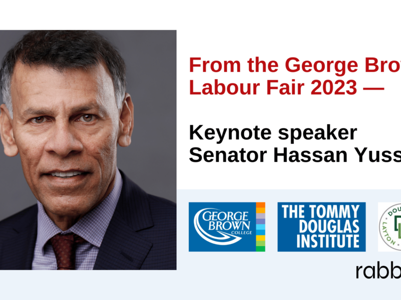 Senator Hassan Yussuff presents at the George Brown College.