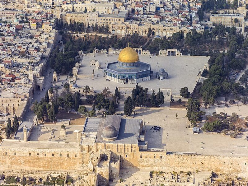 Southern aerial view of the Temple Mount in the Old City of Jerusalem, Israel.