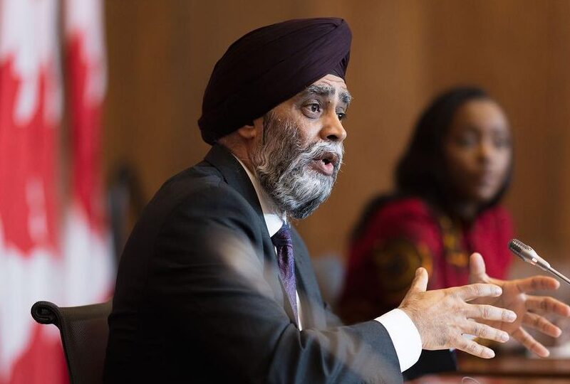 Canadian Minister of International Development Harjit Sajjan announces the next phase of Women’s Voice and Leadership on April 27, 2023.