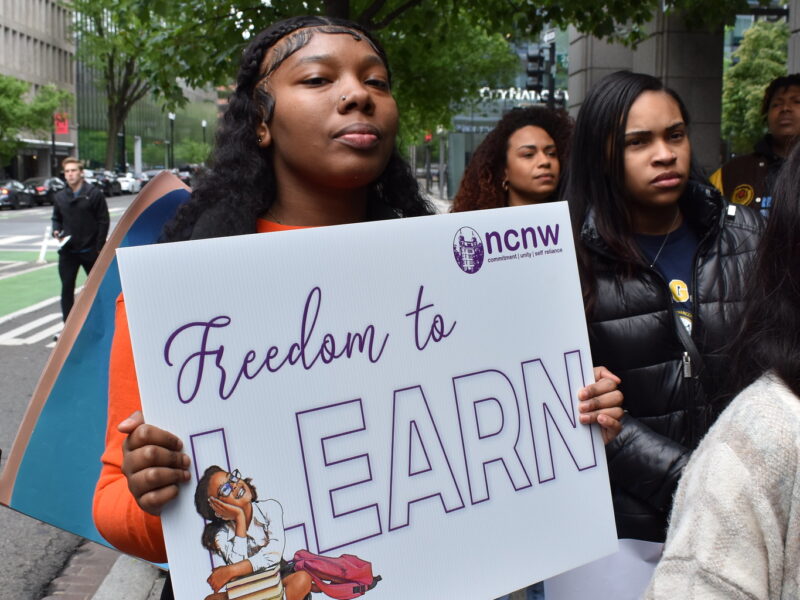 A photo of youth taking part in the Freedom to Learn Day of Action on May 3, 2023.