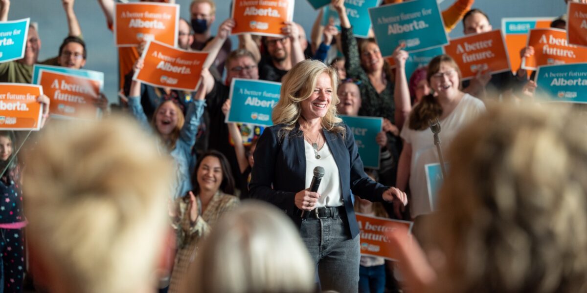 Alberta NDP leader Rachel Notley at a campaign rally.