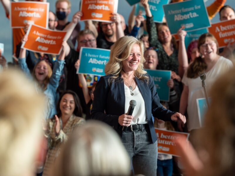 Alberta NDP leader Rachel Notley at a campaign rally.