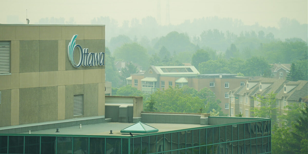 A smokey haze hangs over the City of Ottawa due to regional forest fires.