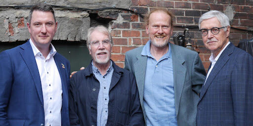 Pictured is Sinn Féin MP John Finucane with ICCC president Paul Dunne, NDG city councilor Peter McQueen, and Dr. Michael Kenneally at the Hurley’s event.