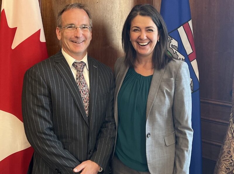 Absentee Red Deer-South MLA Jason Stephan with his boss, Alberta Premier Danielle Smith.