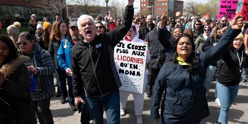 The public sector strike in April has set a standard for workers all over the country. Pictured are Chris Aylward and Sharon Desousa from the Public Service Alliance of Canada.