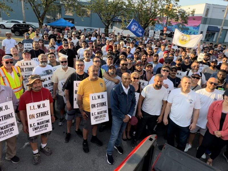 ILWU port workers rally.