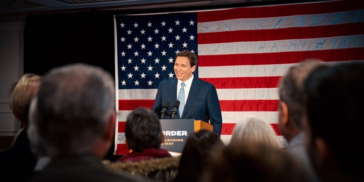 Florida Governor Ron DeSantis speaks at a pro-law enforcement rally in Staten Island.