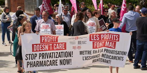 A protest by the health coalition in Winnipeg.