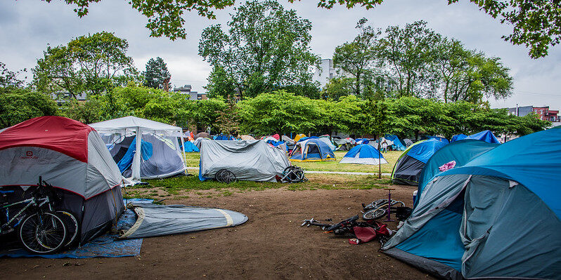 Encampment of tents in Vancouver's Downtown East Side.