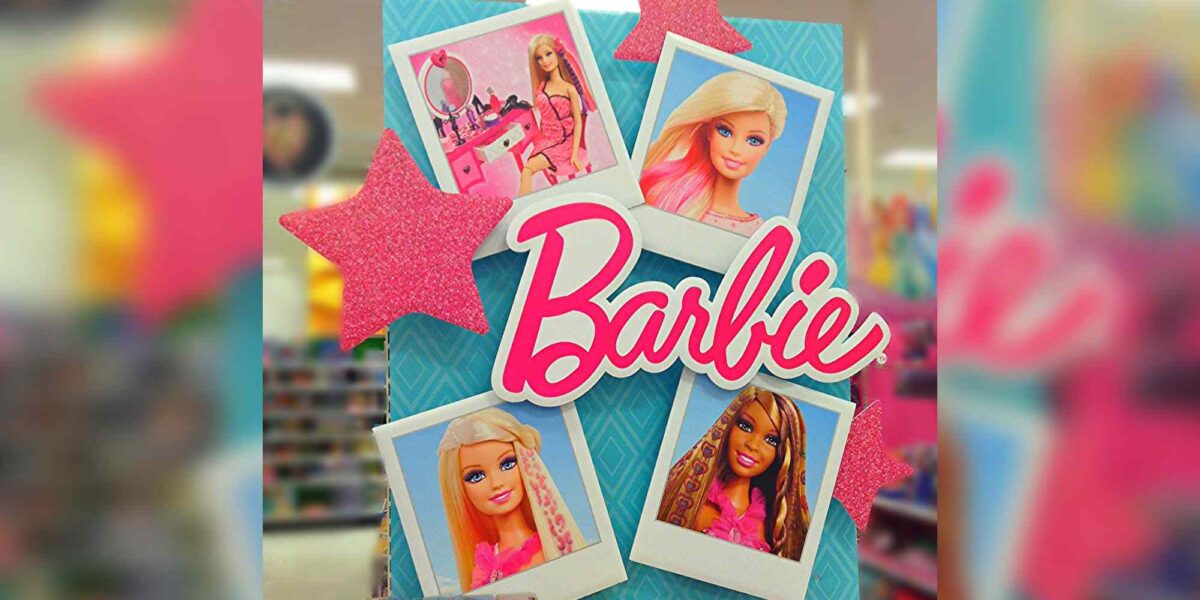 A Barbie toy display.