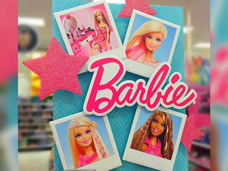 A Barbie toy display.