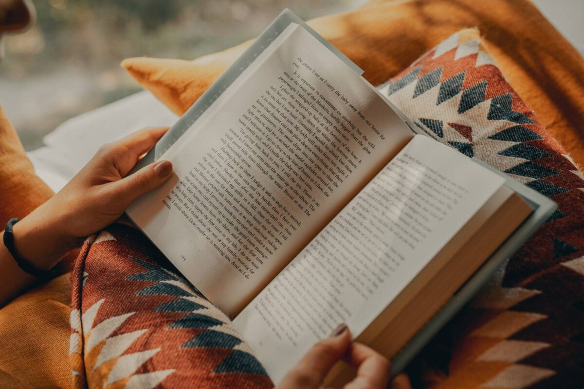 A person reading a book.