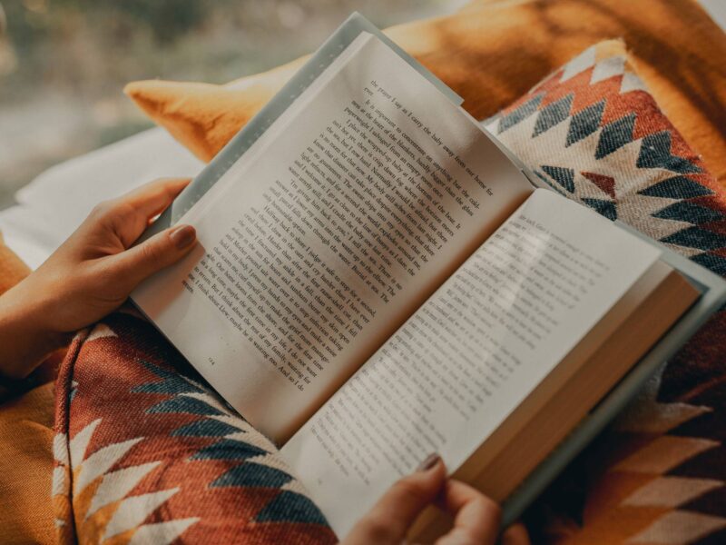 A person reading a book.