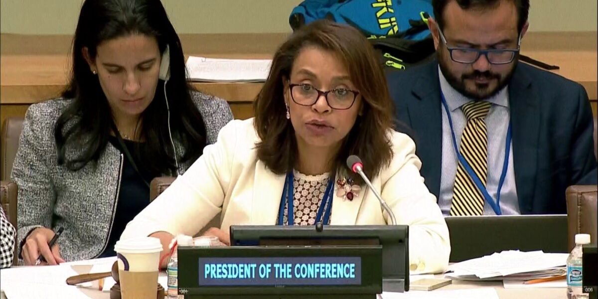 Elayne Whyte Gómez, president of the negotiating conference for the Treaty on the Prohibition of Nuclear Weapons.