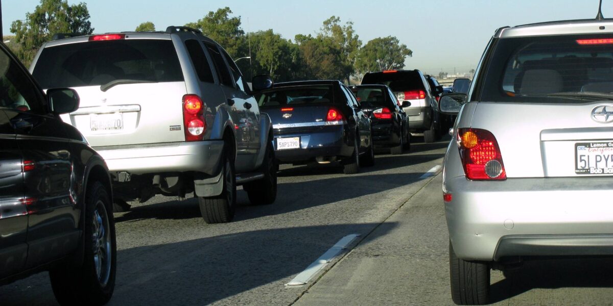 Cars in traffic.