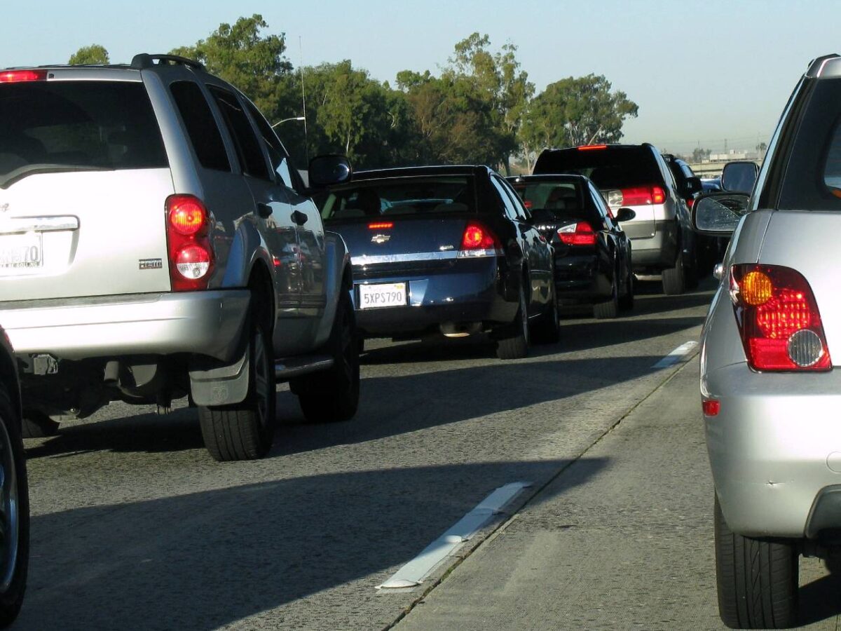 Cars in traffic.