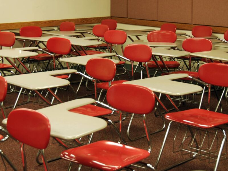 An empty classroom.