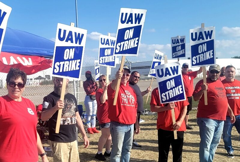 UAW members on the picket line.