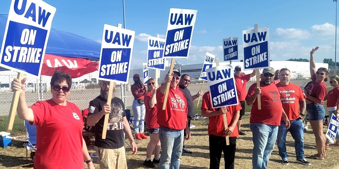 UAW members on the picket line.