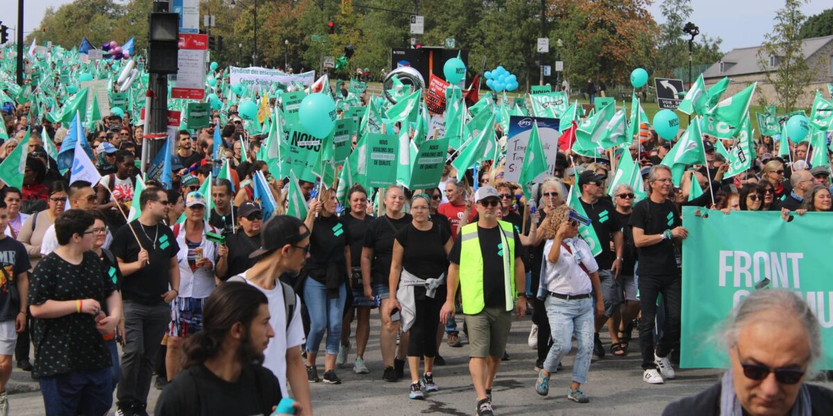 A demonstration by the Front Commun on September 23, 2023.