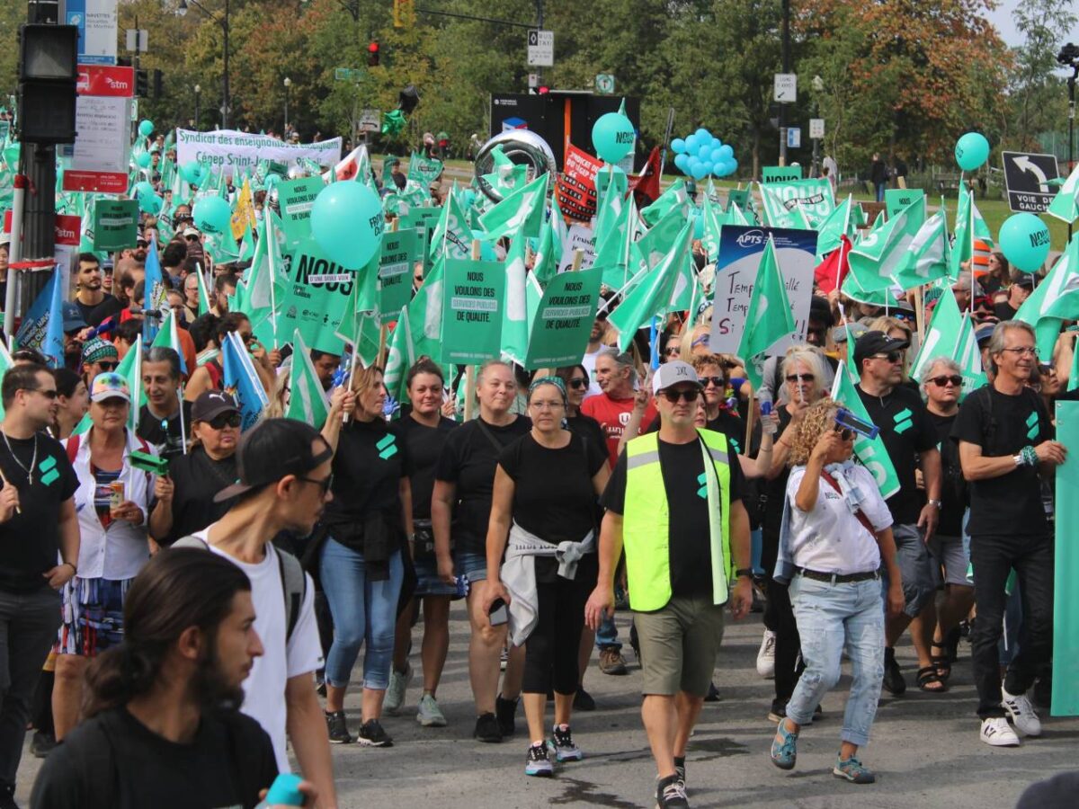 A demonstration by the Front Commun on September 23, 2023.