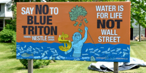 Say no to Blue Triton event sign.