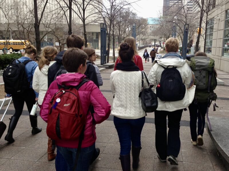 Students take a walk to Toronto City Hall.