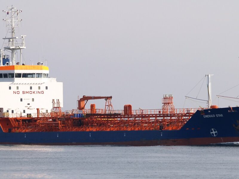 A cargo ship travelling the St. Lawrence Seaway.