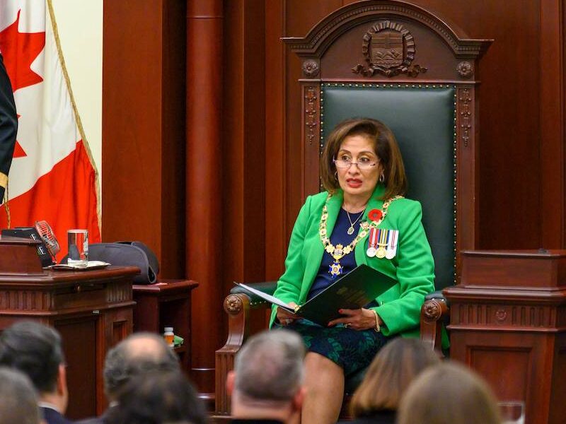 Lieutenant Governor Salma Lakhani reads the Speech from the Throne in the Alberta Legislature on Monday, October 30.