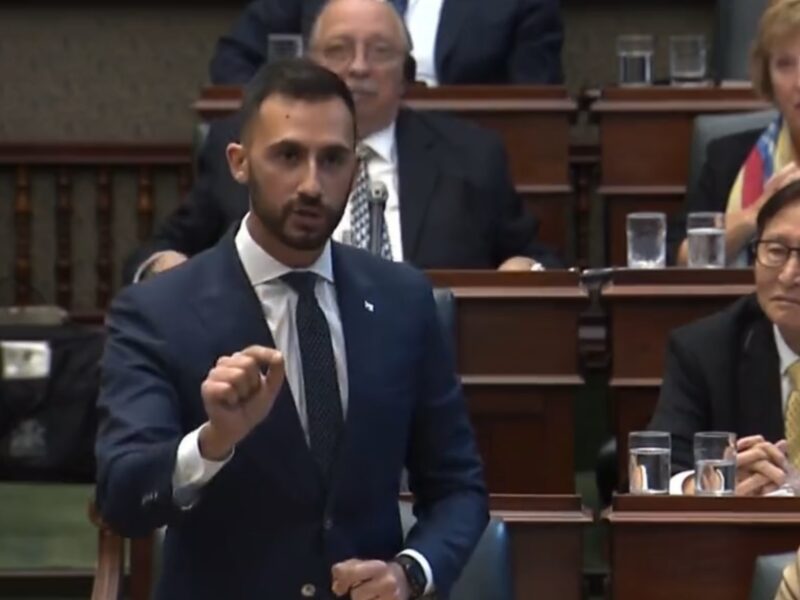 Education Minister Stephen Lecce speaking in the Ontario Legislature on September 28.