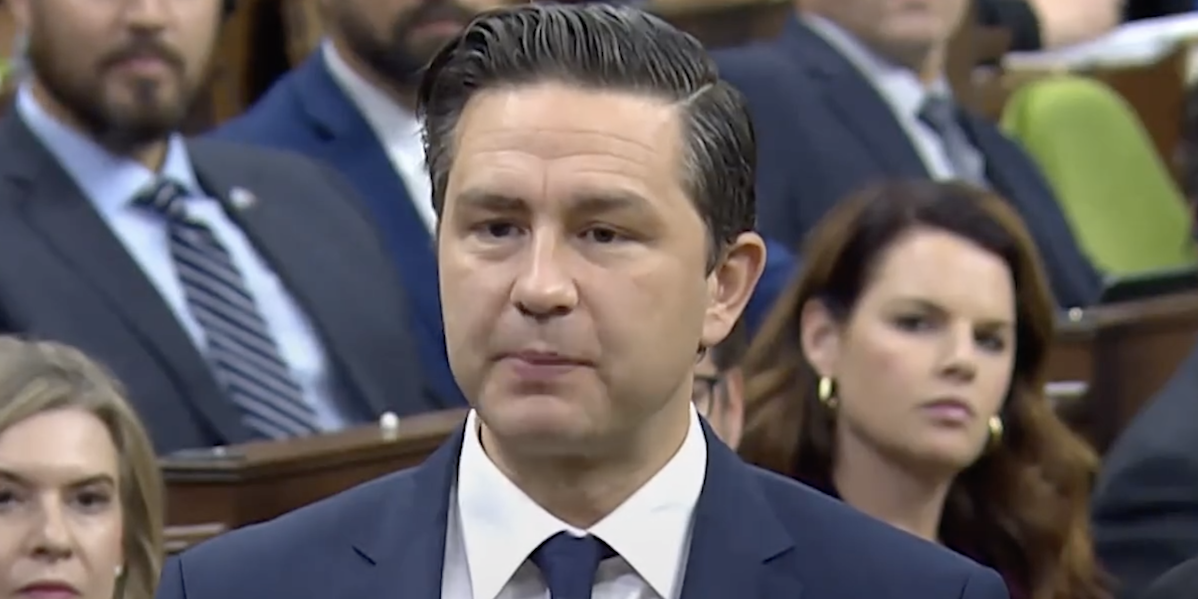 Conservative Leader Pierre Poilievre speaking in the House of Commons.