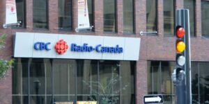 The facade of the CBC-Radio Canada building in Montreal.