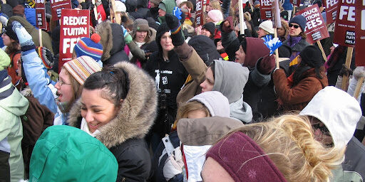 Students protesting tuition fees.