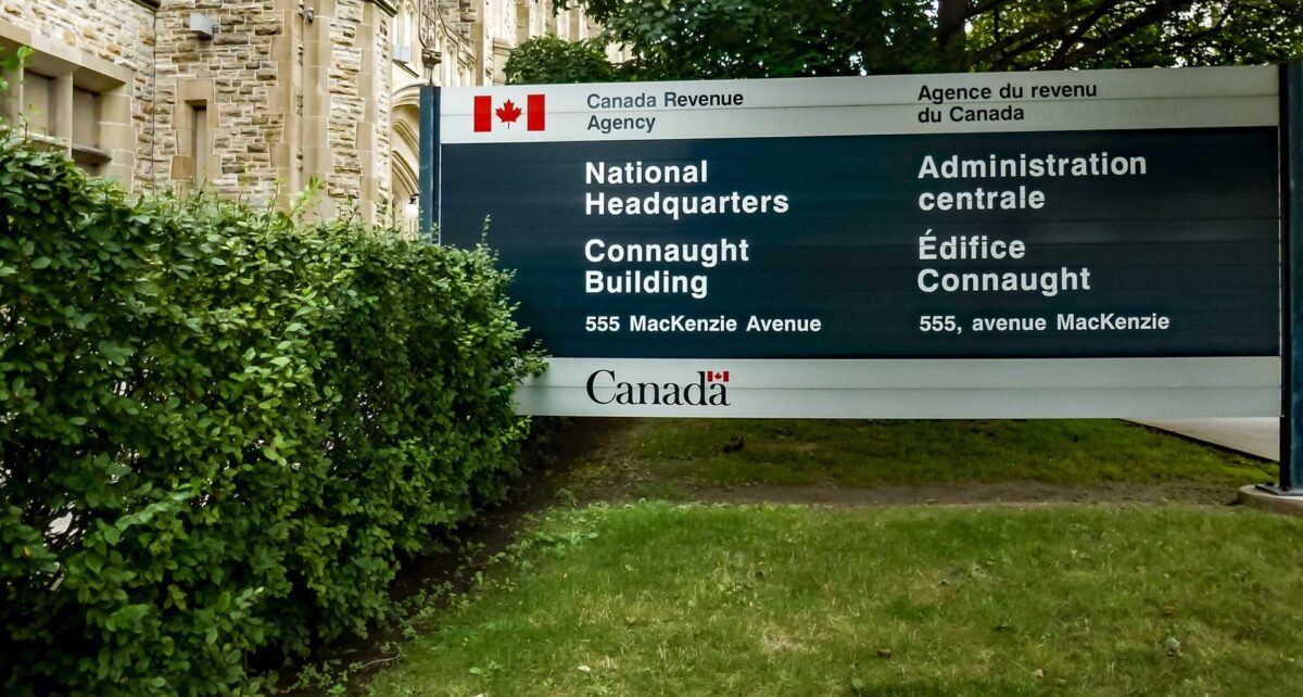 Canada Revenue Agency building sign.