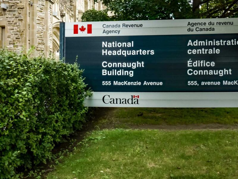 Canada Revenue Agency building sign.