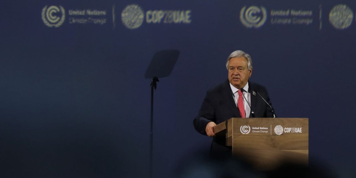 UN Secretary-General António Guterres speaking at COP28.