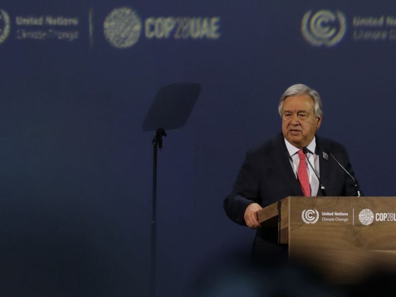 UN Secretary-General António Guterres speaking at COP28.