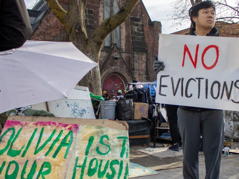 Protesters at St. Stephens in-the-Fields encampment eviction.