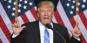 Former US President Donald Trump making a speech in 2016.