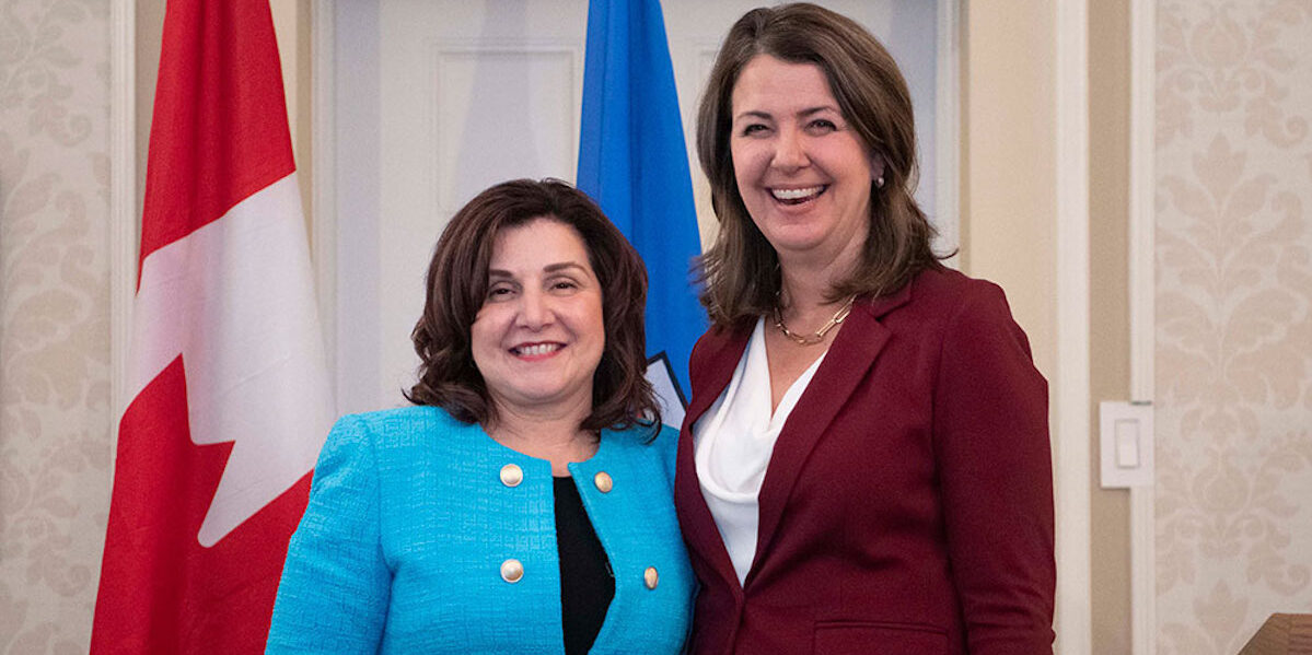 Alberta Health Minister Adriana Lagrange and Premier Danielle Smith.