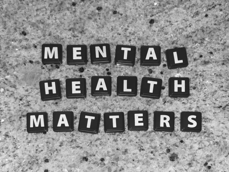 letter blocks spelling out "mental health matters."