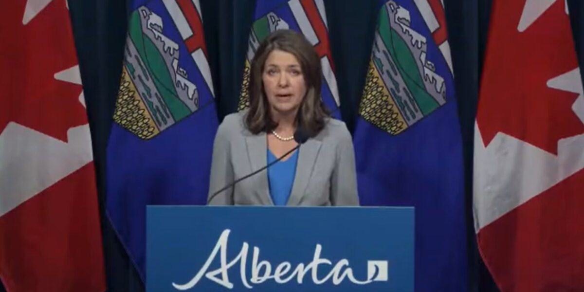 Alberta Premier Danielle Smith at a press conference on Thursday, February 1, 2024.